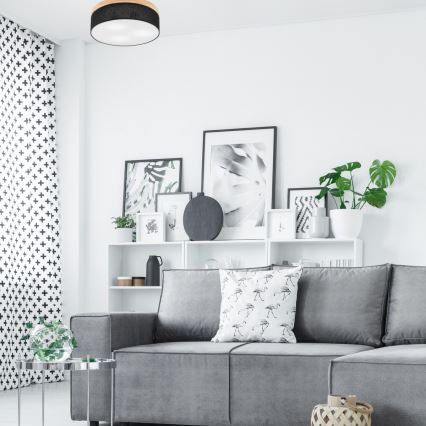 Brilagi - LED Taklampa BELLADONNA 3xE27/15W/230V Ø 50 cm svart/fur