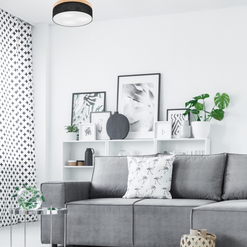 Brilagi - LED Taklampa BELLADONNA 3xE27/15W/230V Ø 50 cm svart/fur