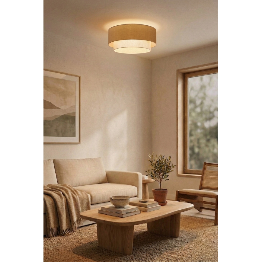 Brilagi - LED-taklampa BOHO ECO 1xE27/10W/230V diam. 40 cm beige/krämfärgad