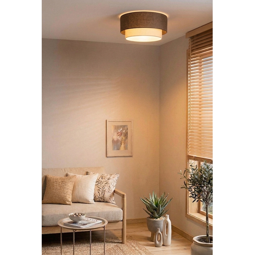 Brilagi - LED-taklampa BOHO ECO 1xE27/10W/230V Ø 40 cm, brun/krämvit