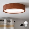 BRILAGI - LED-taklampa CARVALHO 2xE27/15W/230V ek/körsbär Ø 37 cm