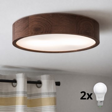 Brilagi - LED taklampa CARVALHO 2xE27/15W/230V ek/valnöt Ø 37 cm