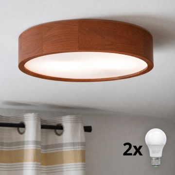 Brilagi - LED-taklampa CARVALHO 2xE27/30W/230V ek/körsbär Ø 37 cm