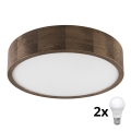 Brilagi - LED Taklampa CARVALHO 2xE27/60W/230V ek valnöt Ø 37 cm