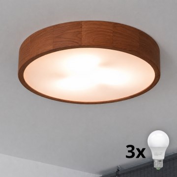 Brilagi - LED-taklampa CARVALHO 3xE27/45W/230V ek/körsbär Ø 47 cm