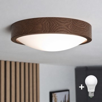 Brilagi - LED-taklampa CARVALHO SLIM 1xE27/15W/230V ek/valnöt Ø 27 cm