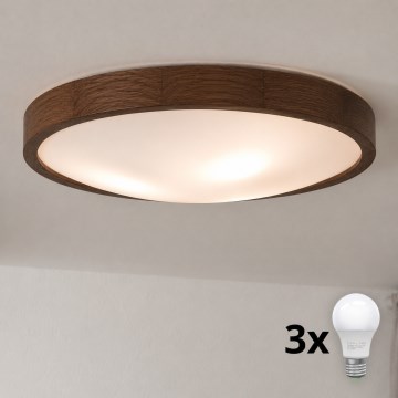 Brilagi - LED taklampa CARVALHO SLIM 3xE27/15W/230V ek/valnöt Ø 47 cm
