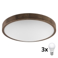 Brilagi - LED Taklampa CARVALHO SLIM 3xE27/60W/230V ek valnöt Ø 47 cm