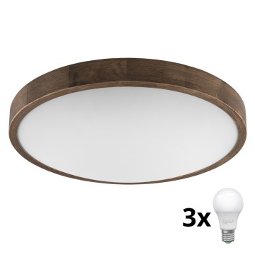 Brilagi - LED Taklampa CARVALHO SLIM 3xE27/60W/230V ek valnöt Ø 47 cm
