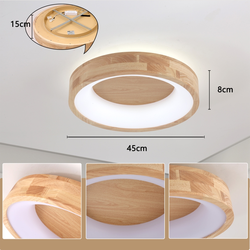 Brilagi - LED taklampa FALCON WOOD LED/30W/230V 3000/4000/6000K Ø 45 cm trä