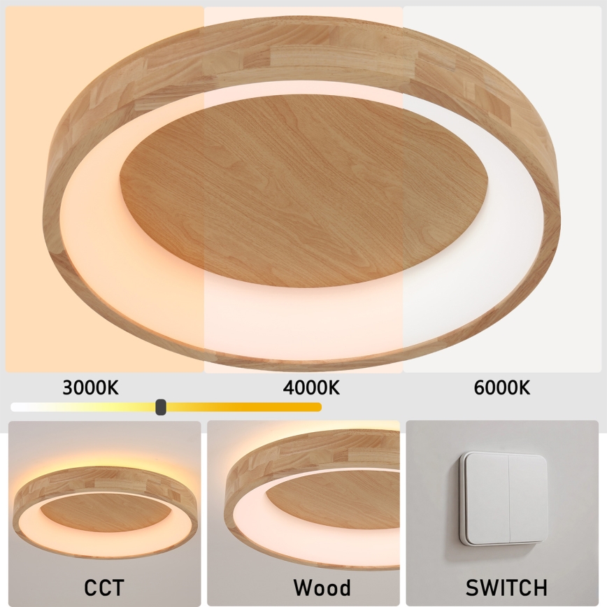 Brilagi - LED-taklampa FALCON WOOD LED/40W/230V 3000/4000/6000K Ø 60 cm trä