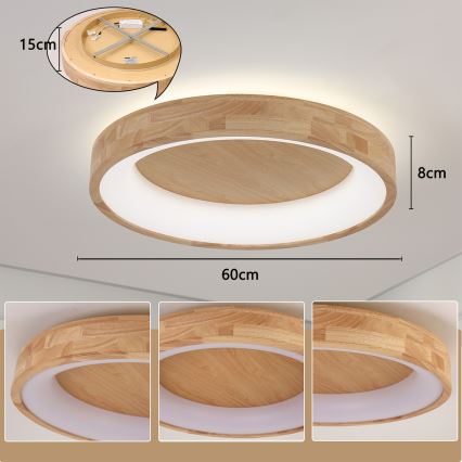 Brilagi - LED-taklampa FALCON WOOD LED/40W/230V 3000/4000/6000K Ø 60 cm trä