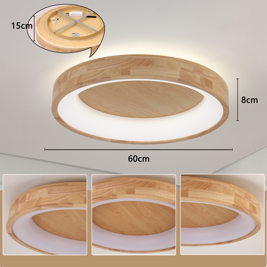 Brilagi - LED-taklampa FALCON WOOD LED/40W/230V 3000/4000/6000K Ø 60 cm trä