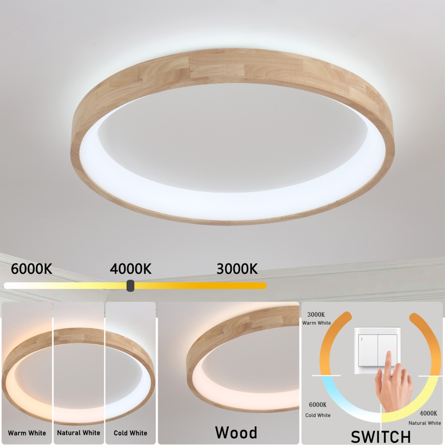 Brilagi - LED-taklampa FALCON WOOD LED/60W/230V 3000/4000/6000K Ø 80 cm trä