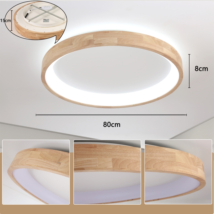 Brilagi - LED-taklampa FALCON WOOD LED/60W/230V 3000/4000/6000K Ø 80 cm trä