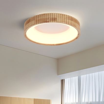 Brilagi – LED-taklampa FALCON WOOD MODERN, 30 W, 230 V, väljbara färgtemperaturer 3000/4000/6000 K, Ø 45 cm, i trä