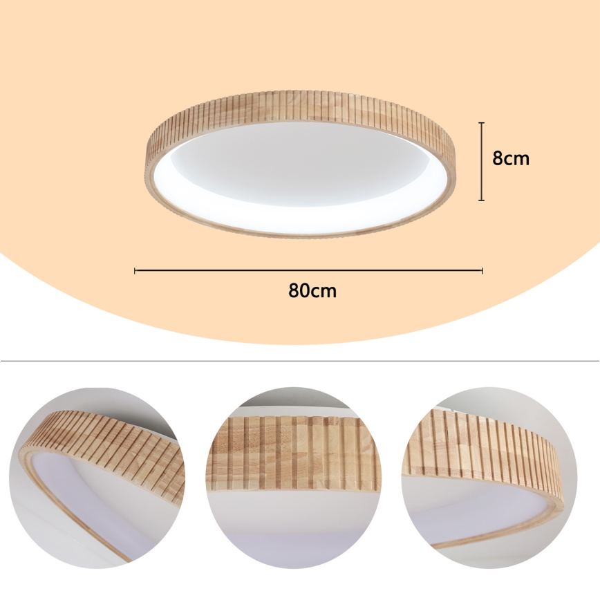 Brilagi - LED-takarmatur FALCON WOOD MODERN LED/60W/230V 3000/4000/6000K Ø 80 cm, träutförande