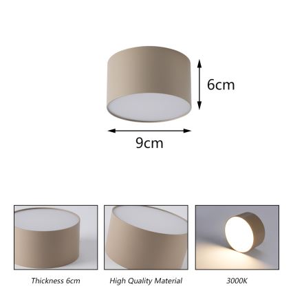 Brilagi - FORIS LED badrumstaklampa LED/9W/230V Ø 9 cm beige IP44 CRI 90