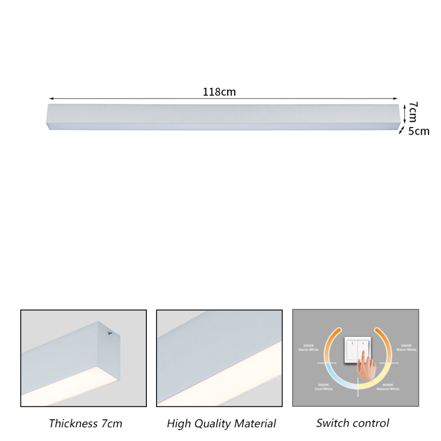Brilagi - SLEEKLINE LED takarmatur för badrum LED/40W/230V 3000/4500/6000K silverfärgad IP44