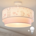 Brilagi - LED taklampa för barn BOBO 1xE27/10W/230V Ø 40 cm krämfärgad/rosa/kaniner