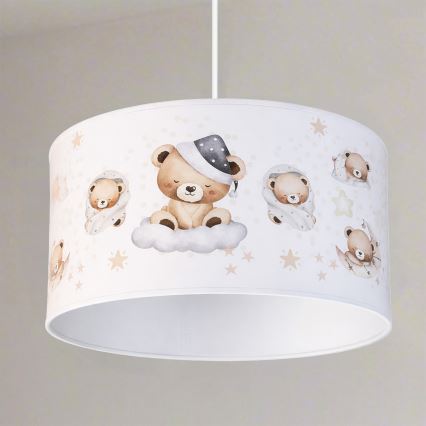 Brilagi - LED taklampa för barn med sladd BOBO 1xE27/10W/230V Ø 35 cm vit/nallar