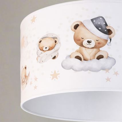 Brilagi - LED taklampa för barn med sladd BOBO 1xE27/10W/230V Ø 35 cm vit/nallar