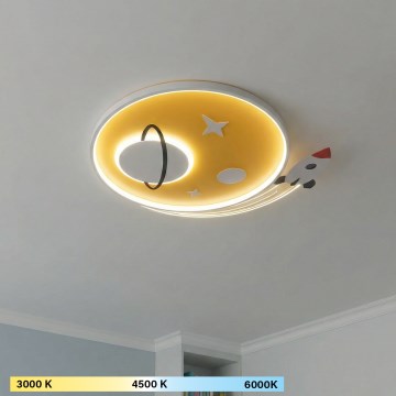 Brilagi -LED Taklampa för barn STARSHIP LED/64W/230V 3000/4500K gul
