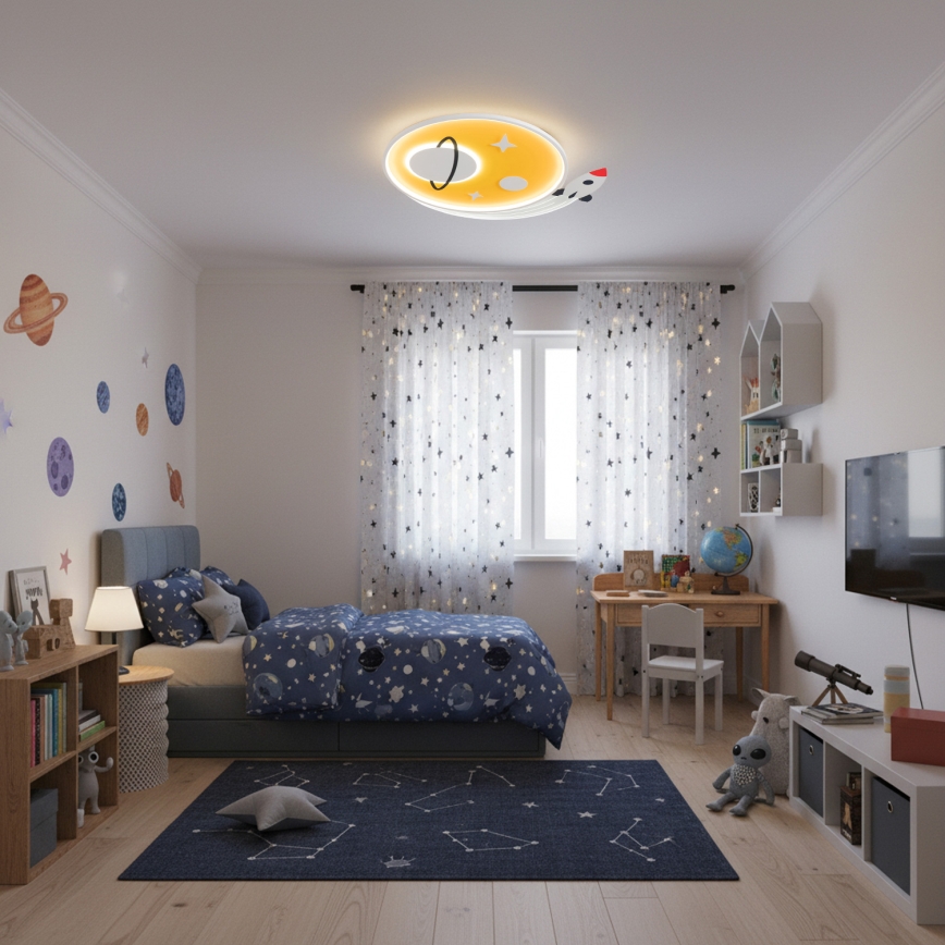 Brilagi -LED Taklampa för barn STARSHIP LED/64W/230V 3000/4500K gul