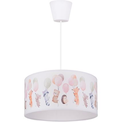Brilagi - LED taklampa för barnrum BOBO på vajer 1xE27/10W/230V Ø 35 cm vit/djurmotiv