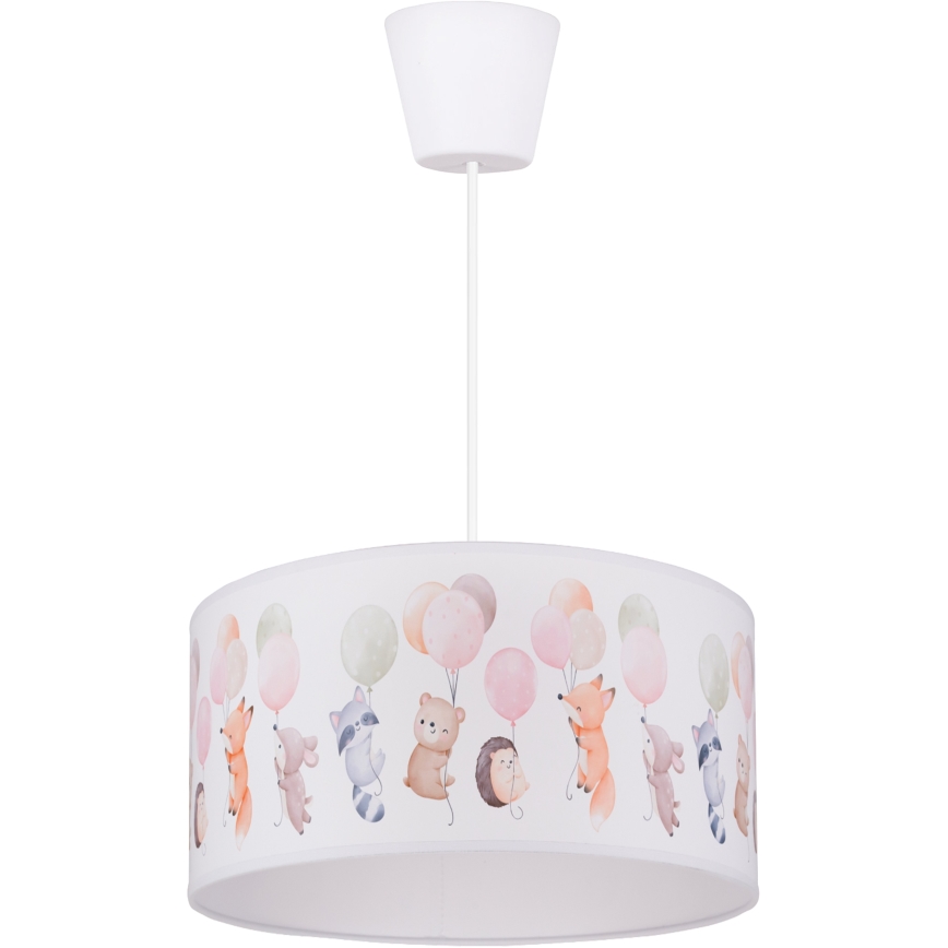 Brilagi - LED taklampa för barnrum BOBO på vajer 1xE27/10W/230V Ø 35 cm vit/djurmotiv