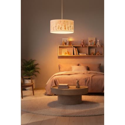 Brilagi - LED taklampa för barnrum BOBO på vajer 1xE27/10W/230V Ø 35 cm vit/djurmotiv