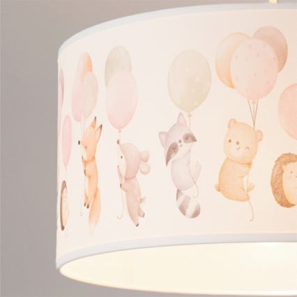 Brilagi - LED taklampa för barnrum BOBO på vajer 1xE27/10W/230V Ø 35 cm vit/djurmotiv
