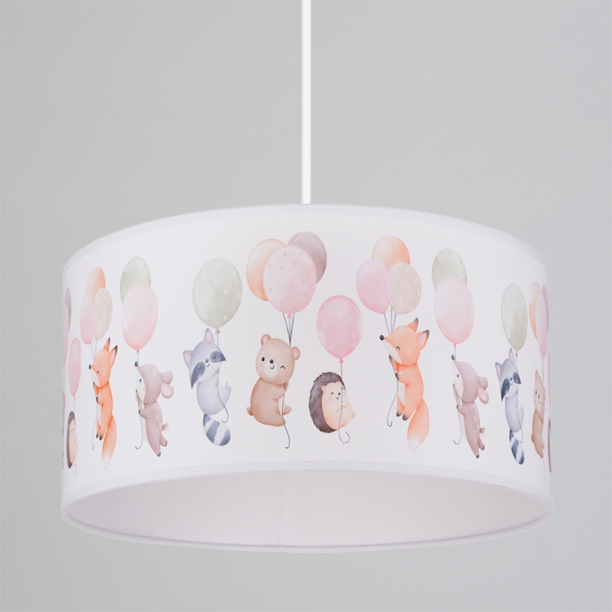 Brilagi - LED taklampa för barnrum BOBO på vajer 1xE27/10W/230V Ø 35 cm vit/djurmotiv