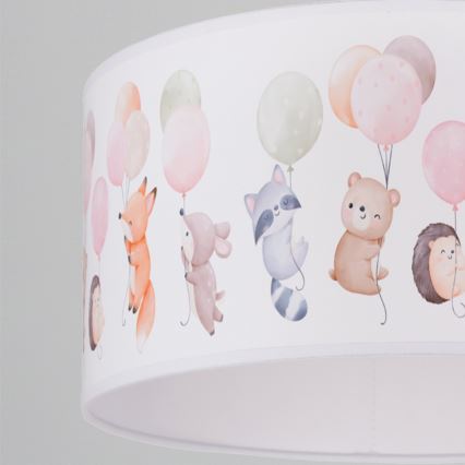 Brilagi - LED taklampa för barnrum BOBO på vajer 1xE27/10W/230V Ø 35 cm vit/djurmotiv