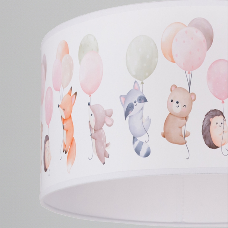 Brilagi - LED taklampa för barnrum BOBO på vajer 1xE27/10W/230V Ø 35 cm vit/djurmotiv