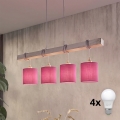 BRILAGI - LED-taklampa med vajer NUBILA 4xE27/60W/230V grå/rosa