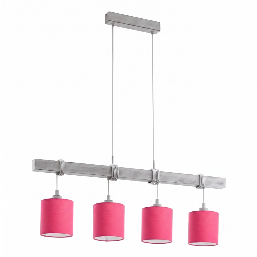 BRILAGI - LED-taklampa med vajer NUBILA 4xE27/60W/230V grå/rosa