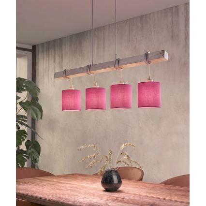 BRILAGI - LED-taklampa med vajer NUBILA 4xE27/60W/230V grå/rosa