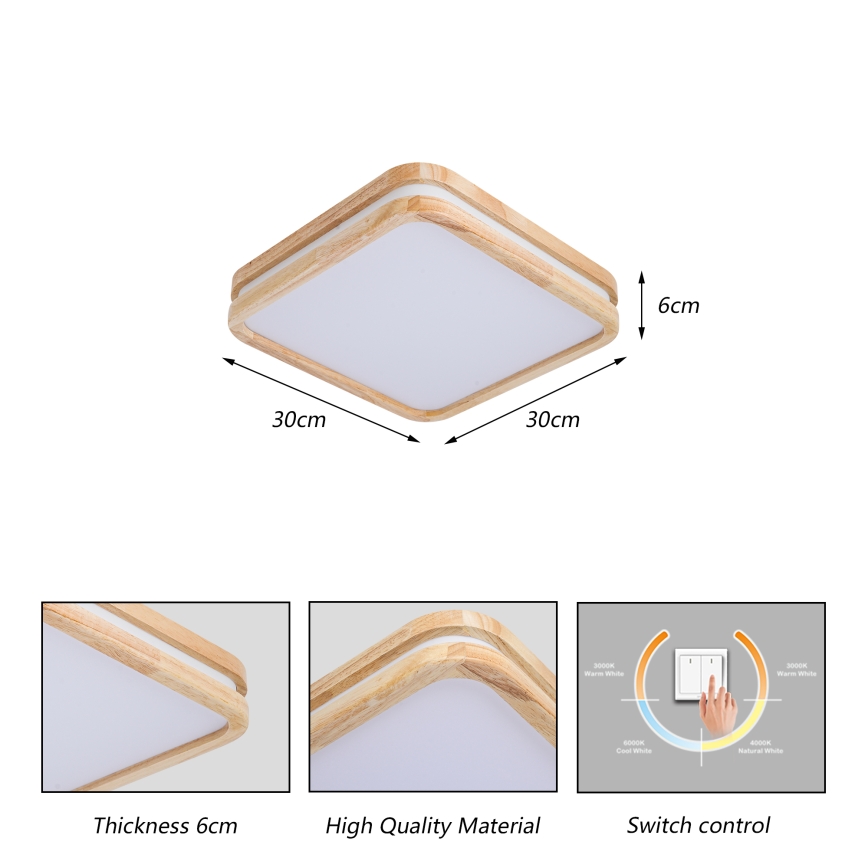 BRILAGI - LED-taklampa MOLINA SQUARE LED/32W/230V 3000/4000/6000K ek 30x30 cm