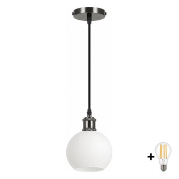 BRILAGI - LED taklampa på kabel RETRO GLASS 1xE27/60W/230V pr. 15 cm svart/vit