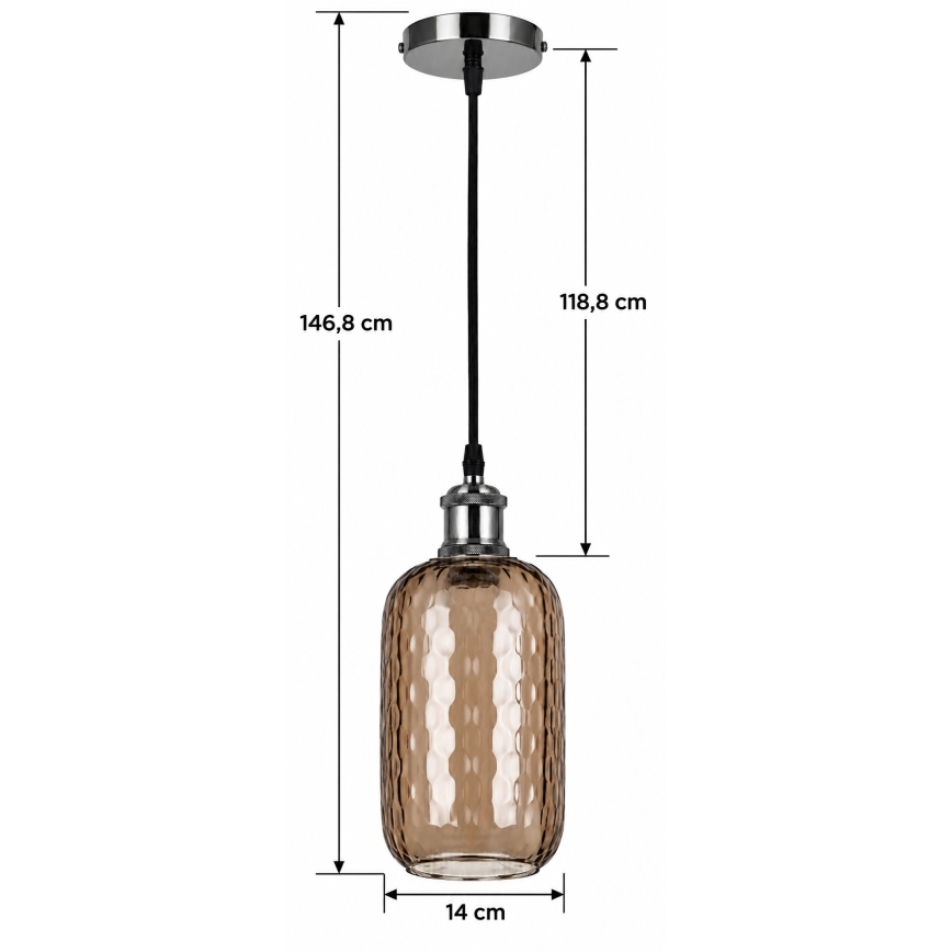 BRILAGI - LED-pendel på sladd RETRO GLASS 1xE27/60W/230V Ø 14 cm svart/rökbrun
