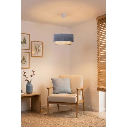 Brilagi - LED-taklampa på sladd BOHO ECO 1xE27/10W/230V Ø 40 cm blå/krämvit