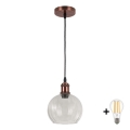 BRILAGI - LED-taklampa på sladd RETRO GLASS 1xE27/60W/230V Ø 25 cm koppar/klar