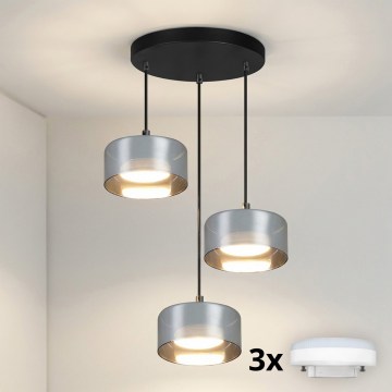 Brilagi - LED Taklampa på vajer AURA LUX 3xGX53/30W/230V svart/rökfärgad