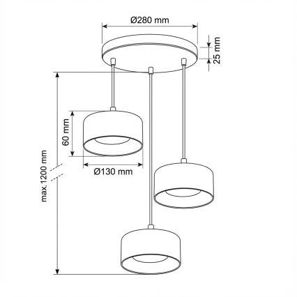 Brilagi - LED Taklampa på vajer AURA LUX 3xGX53/30W/230V svart/rökfärgad