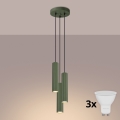 Brilagi - LED-taklampa på vajer CRESTO 3xGU10/10W/230V grön