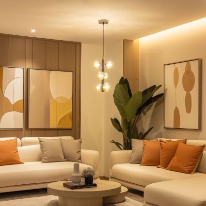 Brilagi - LED-taklampa på vajer MILLA 6xG9/3W/230V svart krom/guld