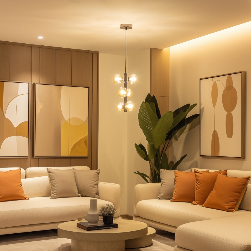 Brilagi - LED-taklampa på vajer MILLA 6xG9/3W/230V svart krom/guld