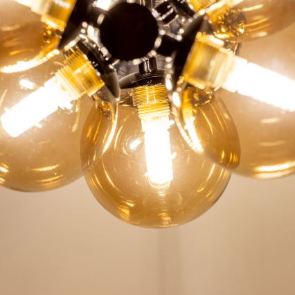 Brilagi - LED-taklampa på vajer MILLA 6xG9/3W/230V svart krom/guld