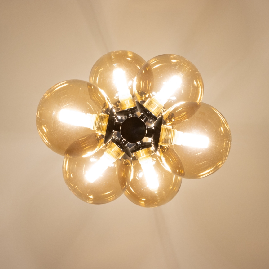 Brilagi - LED-taklampa på vajer MILLA 6xG9/3W/230V svart krom/guld